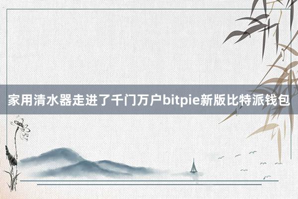 家用清水器走进了千门万户bitpie新版比特派钱包