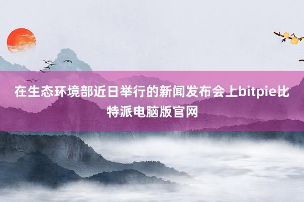 在生态环境部近日举行的新闻发布会上bitpie比特派电脑版官网