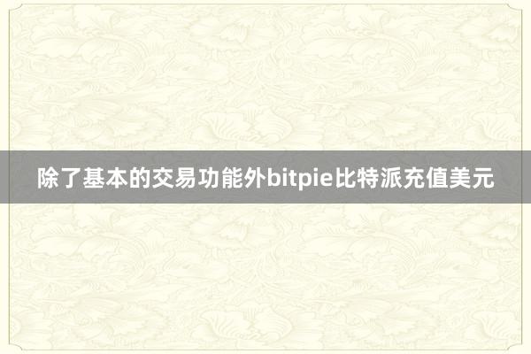 除了基本的交易功能外bitpie比特派充值美元