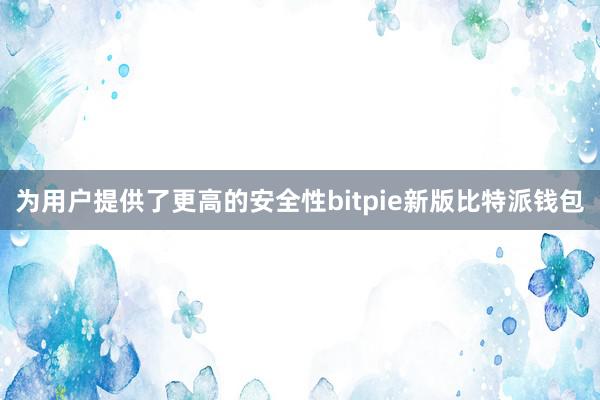 为用户提供了更高的安全性bitpie新版比特派钱包