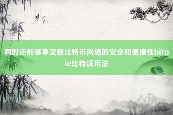 同时还能够享受到比特币网络的安全和便捷性bitpie比特派用法