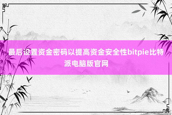 最后设置资金密码以提高资金安全性bitpie比特派电脑版官网