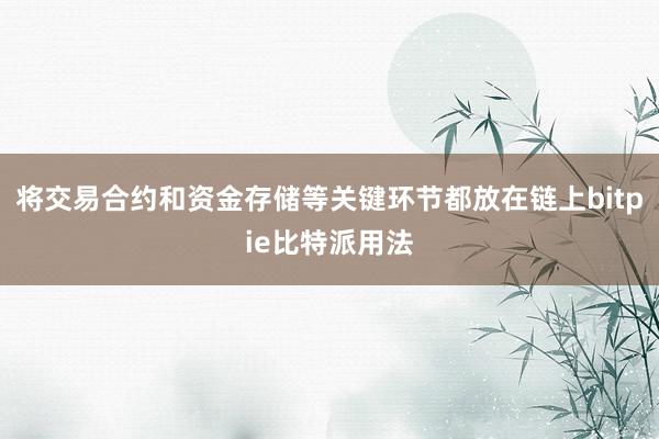 将交易合约和资金存储等关键环节都放在链上bitpie比特派用法