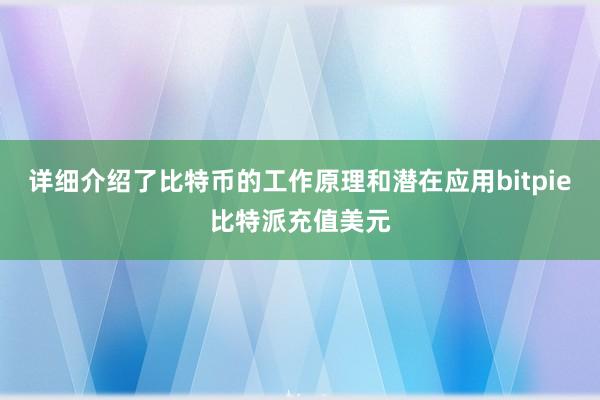 详细介绍了比特币的工作原理和潜在应用bitpie比特派充值美元