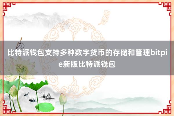 比特派钱包支持多种数字货币的存储和管理bitpie新版比特派钱包