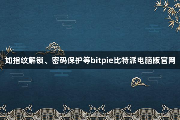 如指纹解锁、密码保护等bitpie比特派电脑版官网