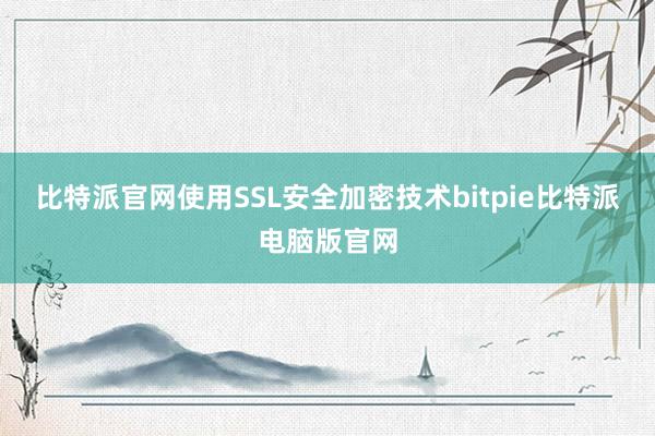 比特派官网使用SSL安全加密技术bitpie比特派电脑版官网