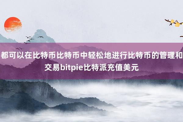 都可以在比特币比特币中轻松地进行比特币的管理和交易bitpie比特派充值美元