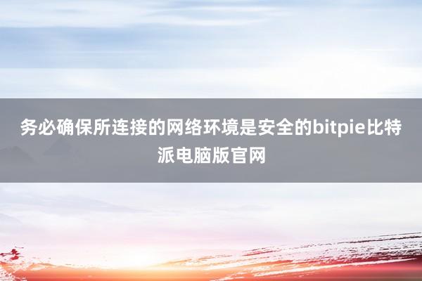 务必确保所连接的网络环境是安全的bitpie比特派电脑版官网