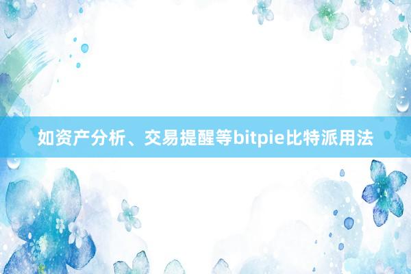 如资产分析、交易提醒等bitpie比特派用法