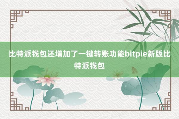 比特派钱包还增加了一键转账功能bitpie新版比特派钱包