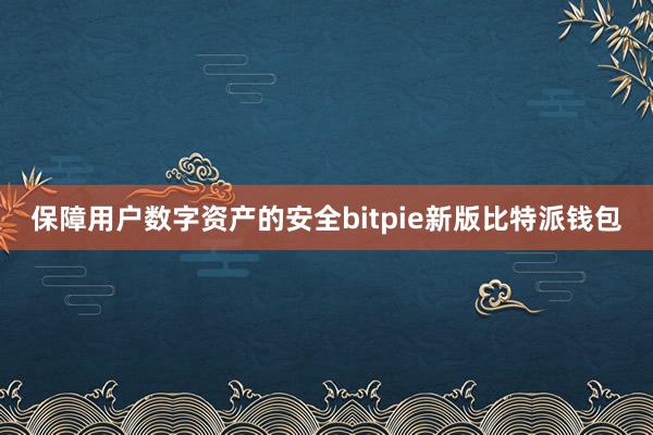 保障用户数字资产的安全bitpie新版比特派钱包