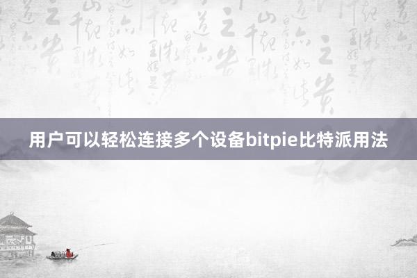 用户可以轻松连接多个设备bitpie比特派用法