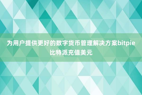 为用户提供更好的数字货币管理解决方案bitpie比特派充值美元