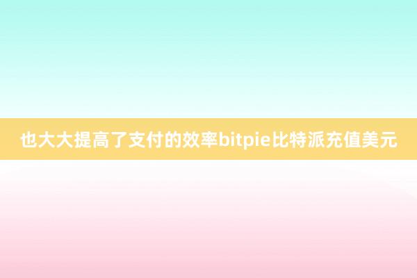 也大大提高了支付的效率bitpie比特派充值美元