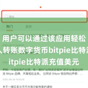 用户可以通过该应用轻松地向他人转账数字货币bitpie比特派充值美元