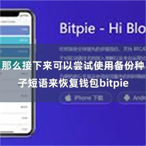 那么接下来可以尝试使用备份种子短语来恢复钱包bitpie